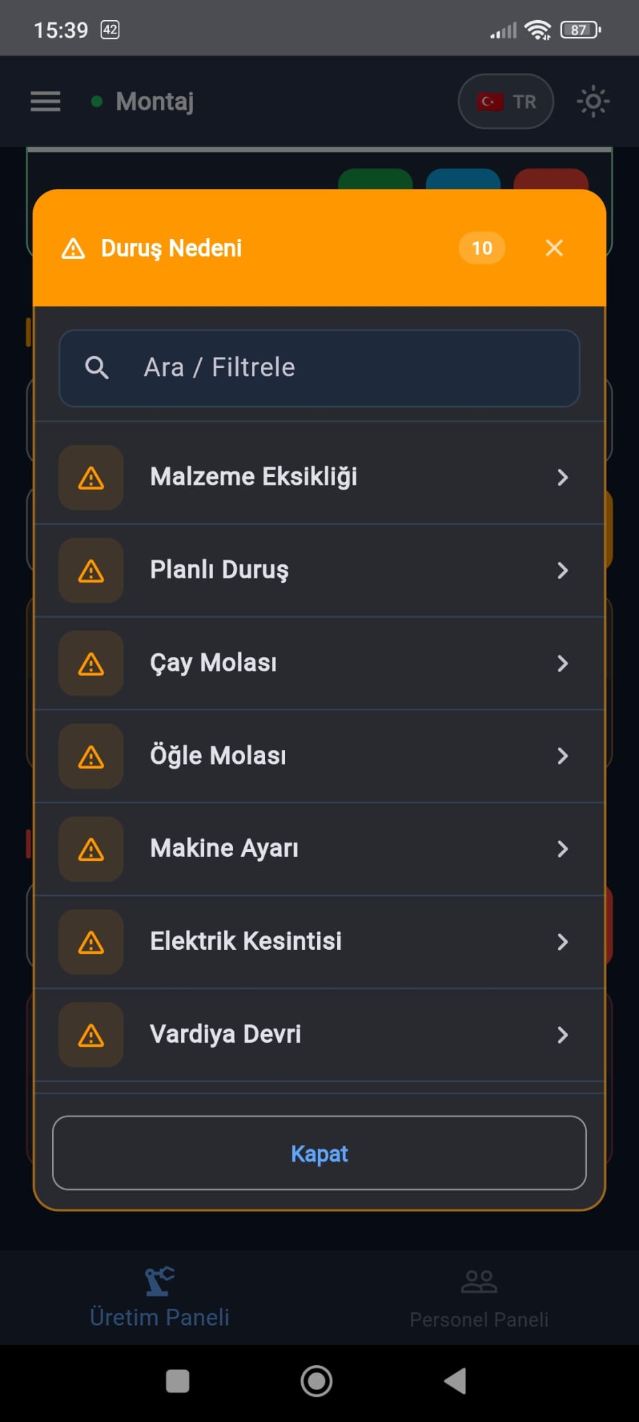 Duruş listesi
