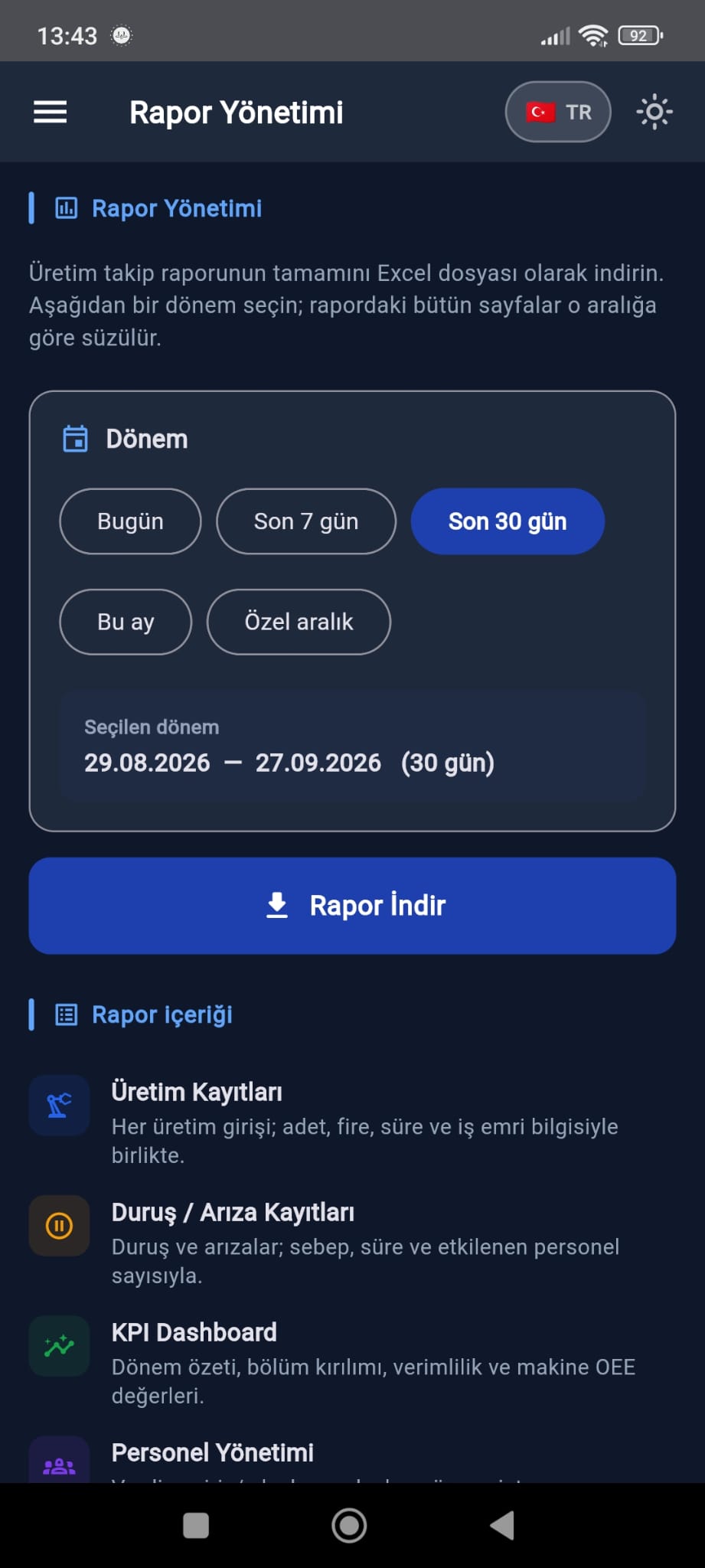 Rapor yönetimi