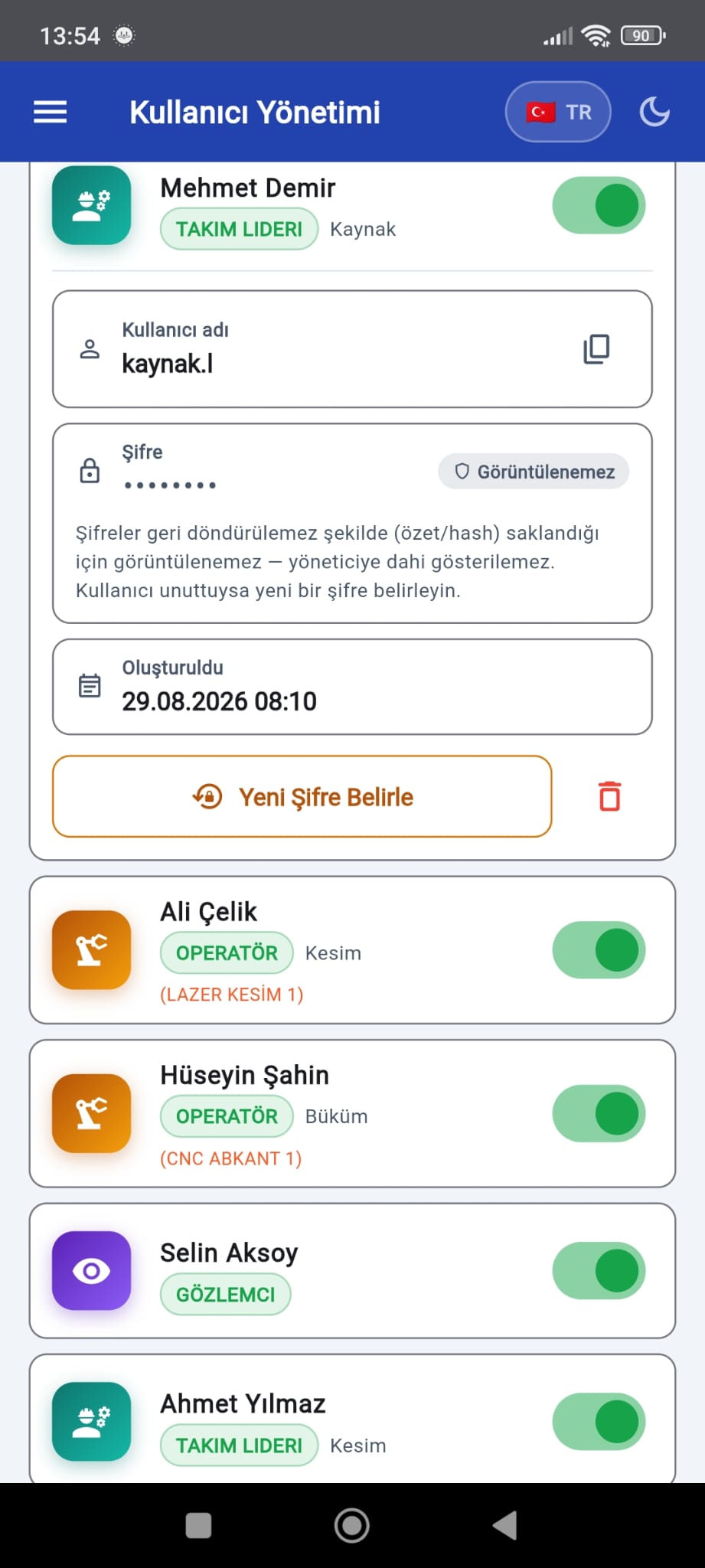 Kullanıcı yönetimi 2